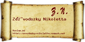 Závodszky Nikoletta névjegykártya